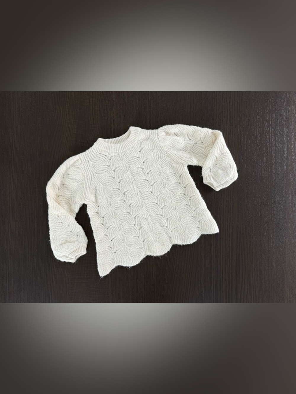 Zara Cream Cable-Knit Crew Sweater